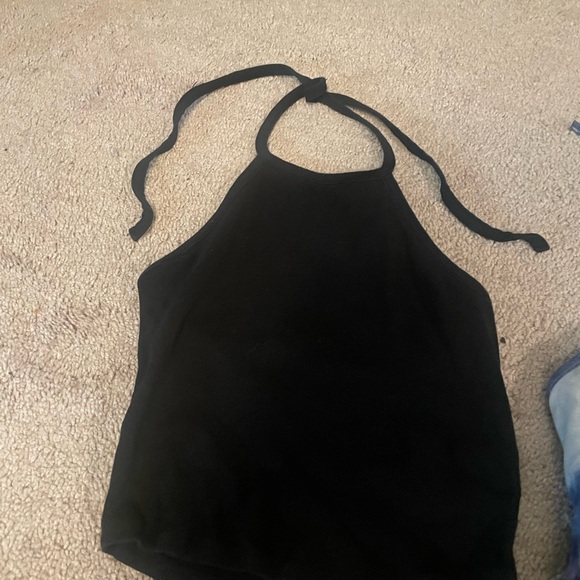 Stylish Black and Blue Tie-Dye Halter Tops - Picture 3 of 4